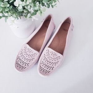 UGG Women's Suede Pink Perforated Desgn Loafer Flats Size 8.5
